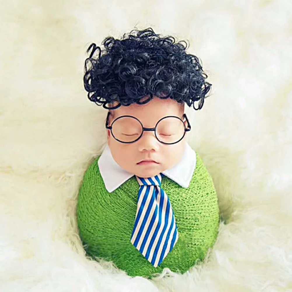 Hot Newborn Baby Girl Boy Flat Glasses Photography Props Gentleman Shot Baby Picture Decoration Round Glasses Sunglasses W250109