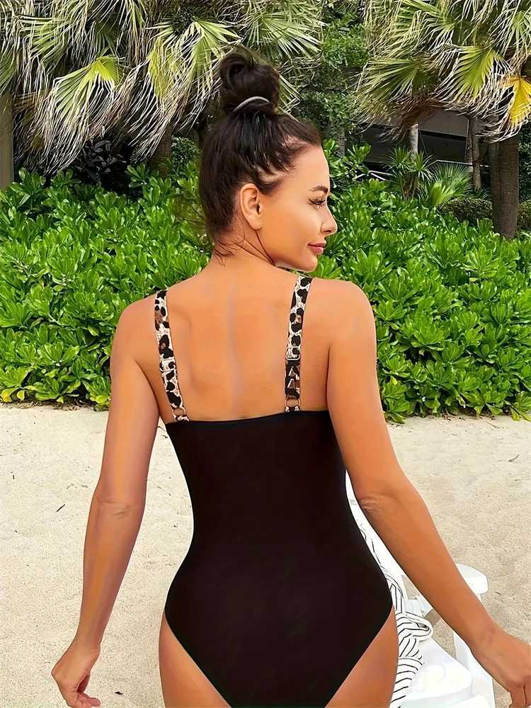 One Piece Swimsuit Women 2024 New Solid V Neck Sling Bodysuit Sexy Monokini Swimwear Summer ss Beach Bathing Suit FaXJ240108