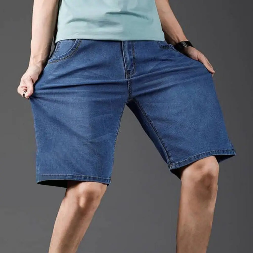 2024 Summer Shorts Jeans Men Denim Pants Stretch Dark Blue Fashion n Mens Slim Straight Male Short Streetwear 250107