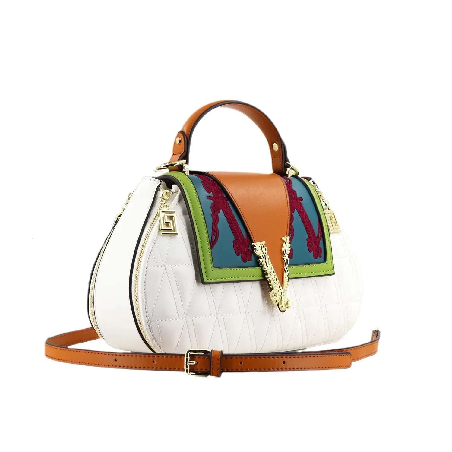 Women's With V Ladies Leather Handbag Female Shoulder Bag Dias Crossbody Handbags Women Embroidery Bags