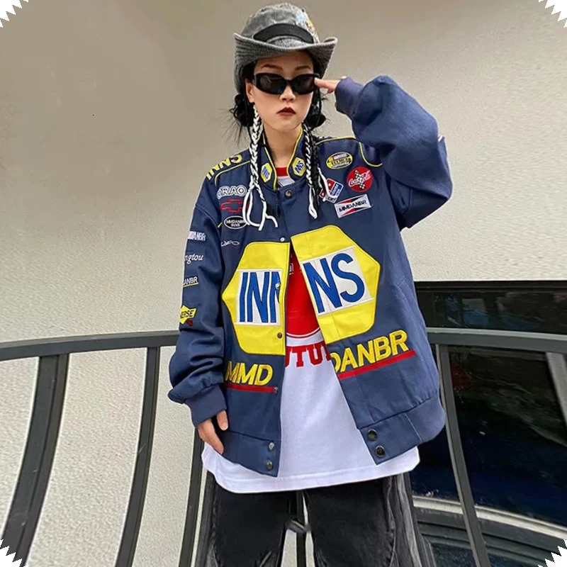 Unisex American y Bombers Coat Spring Autumn Hip Hop High Street Long Sleeve Top Bomber Varsity Racing Woman Jacket 250109