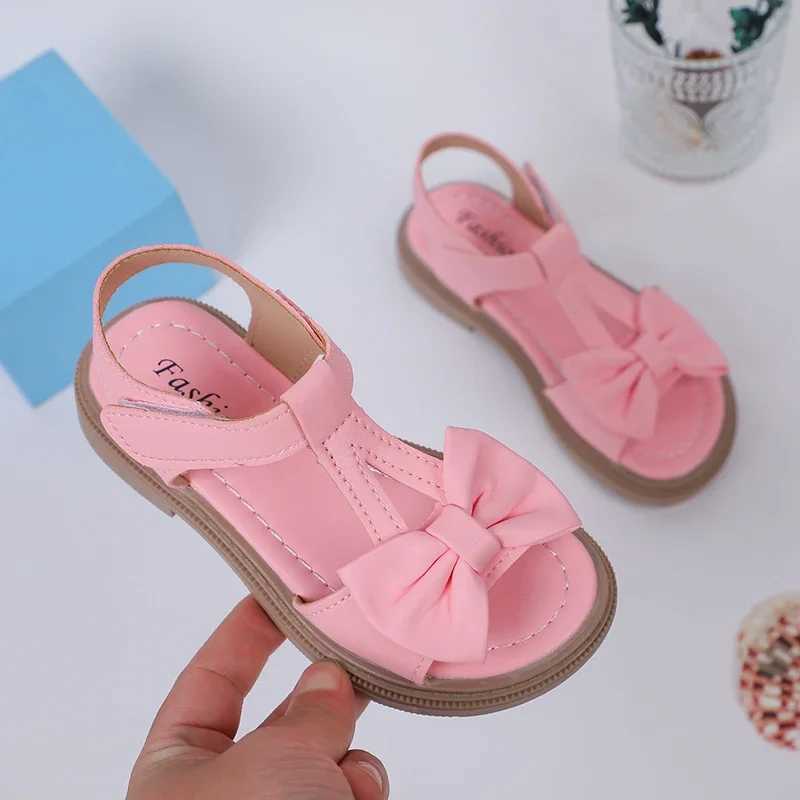 Mumoresip Childrens Fashion Girls Sandals New Bow Version Open Toe Breathable Simple Platform Casual Shoes Hook and Loop Princess Shoes W250108
