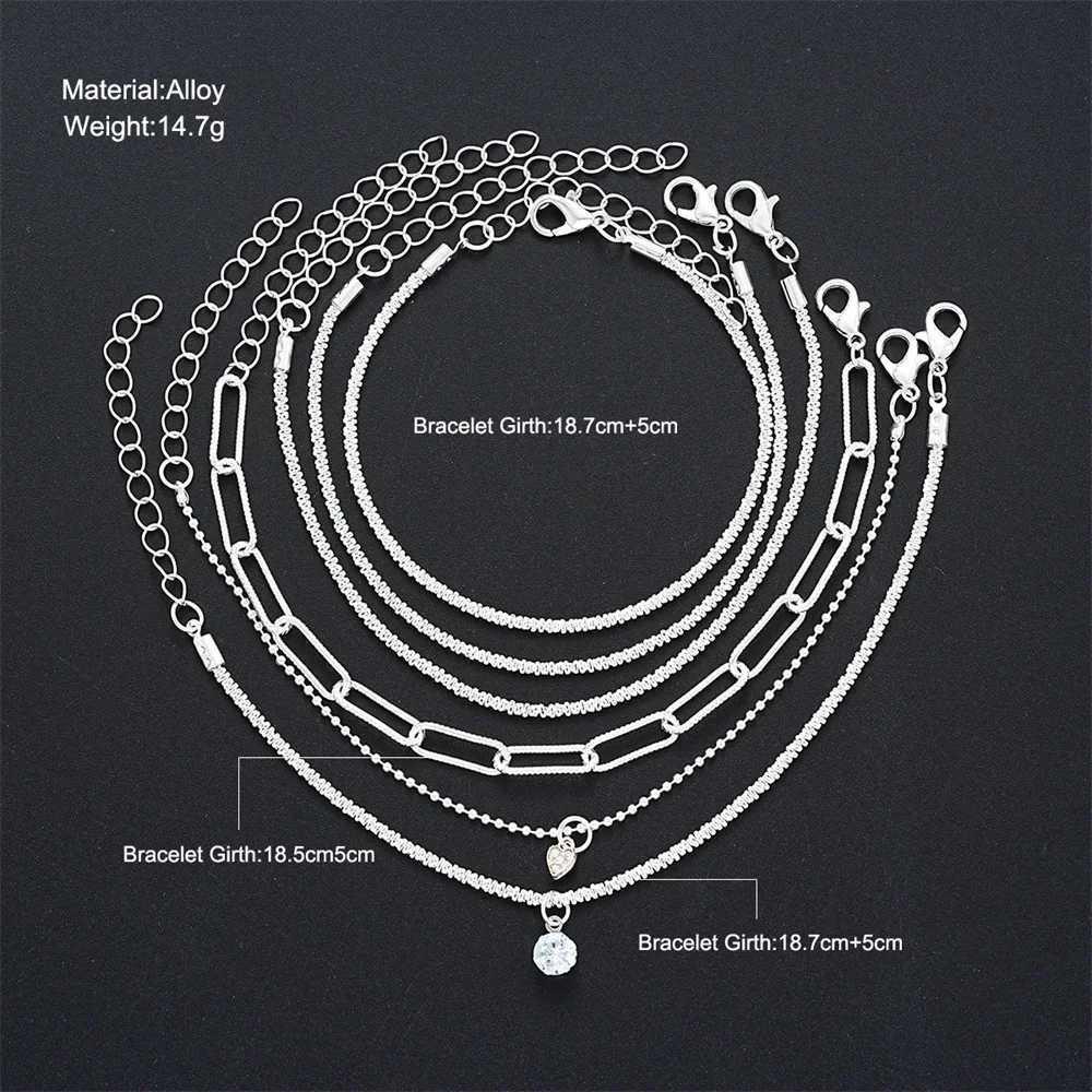 6Pcs 925 Sterling Silver Rhinestone Bracelets for Women Girls Luxury Korean Sparkling Starry Sky Charm Bracelets Party JewelryXJ250109