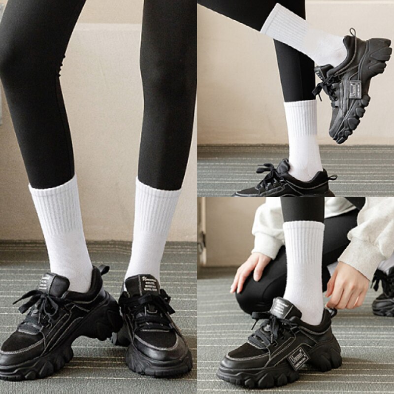 5 Pairs of Mid-calf Sports Socks for Women Soft and Comfortable Stylish and Practical Cotton Socks with Yoga Pants