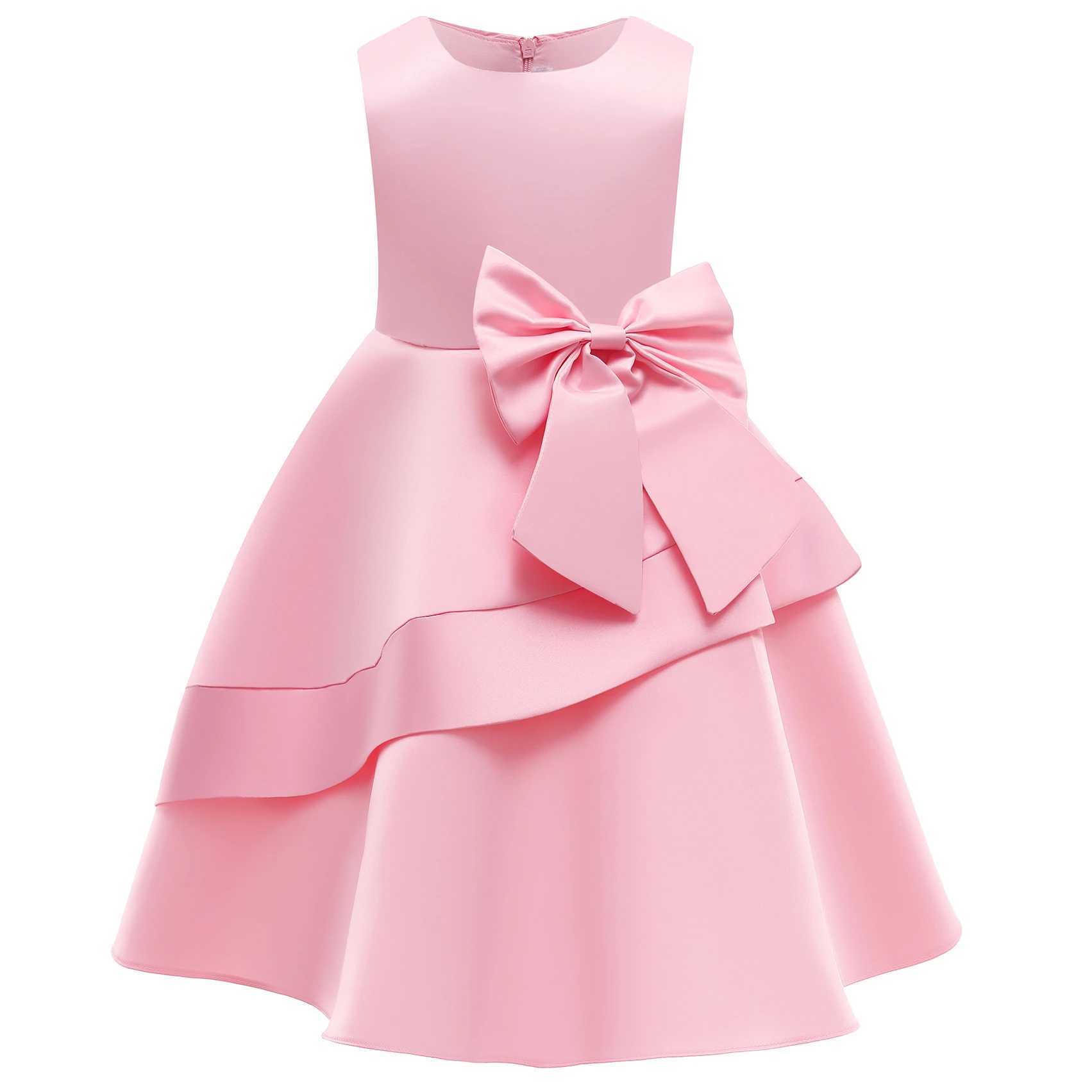 Sleeveless Bow Elegant Performance Festival Costume Girl Dress Princess Dress Childrens ClothingXJ250108