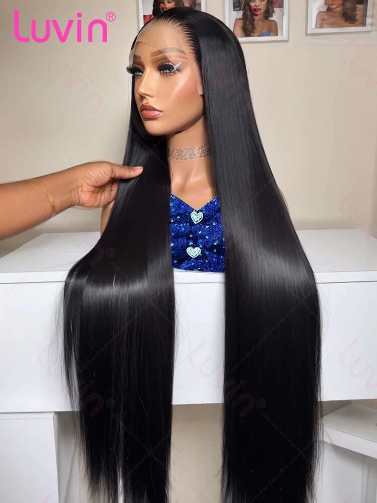 Luvin 200% HD Straight 13X6 13X4 Front Human Hair Transparent Brazilian Remy 30 40 Inch 360 Lace Frontal Wig For Women