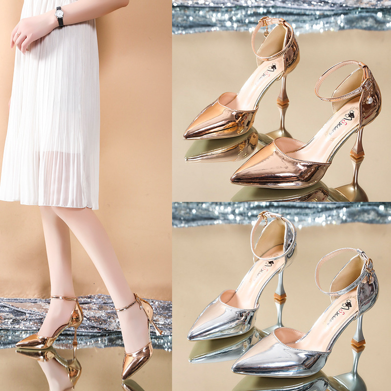 Ddmywed 2024 Summer New French Flat Buckle Strap Pointed Thin High-Heeled Shallow Mouth Hollow Sandals For Women Chinese Brand Shoes F0109-34 ddmythur
