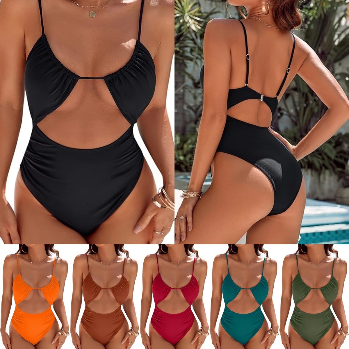 2025 new women's one-piece sexy designer nylon high-end tight swimsuit multi-color trendy swimsuit