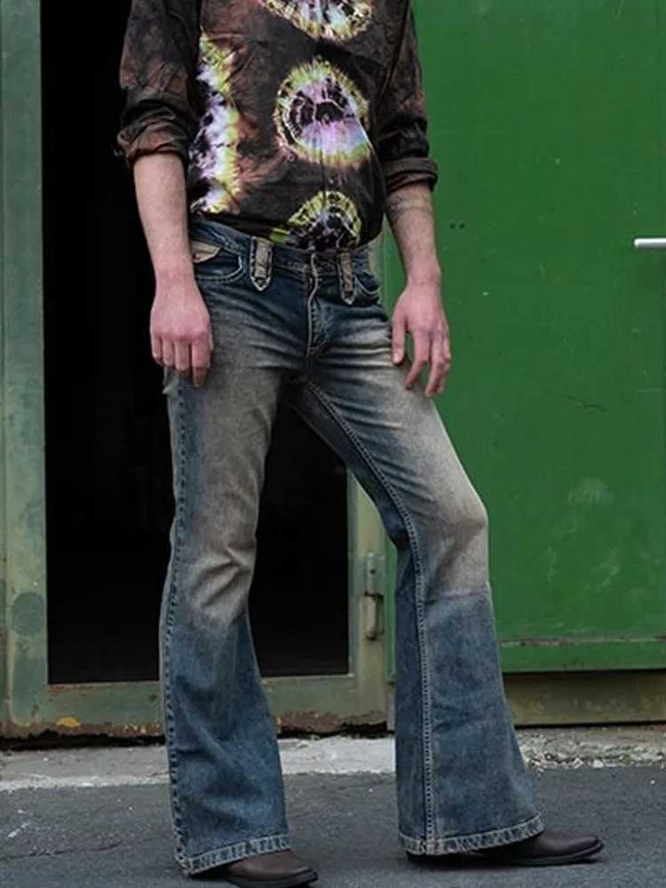 2025S Fashion Designer High Quality Retro Solid Straight Jeans Mens Punk Style Button Denim Flash Pants Street Clothing Trousers S XL T