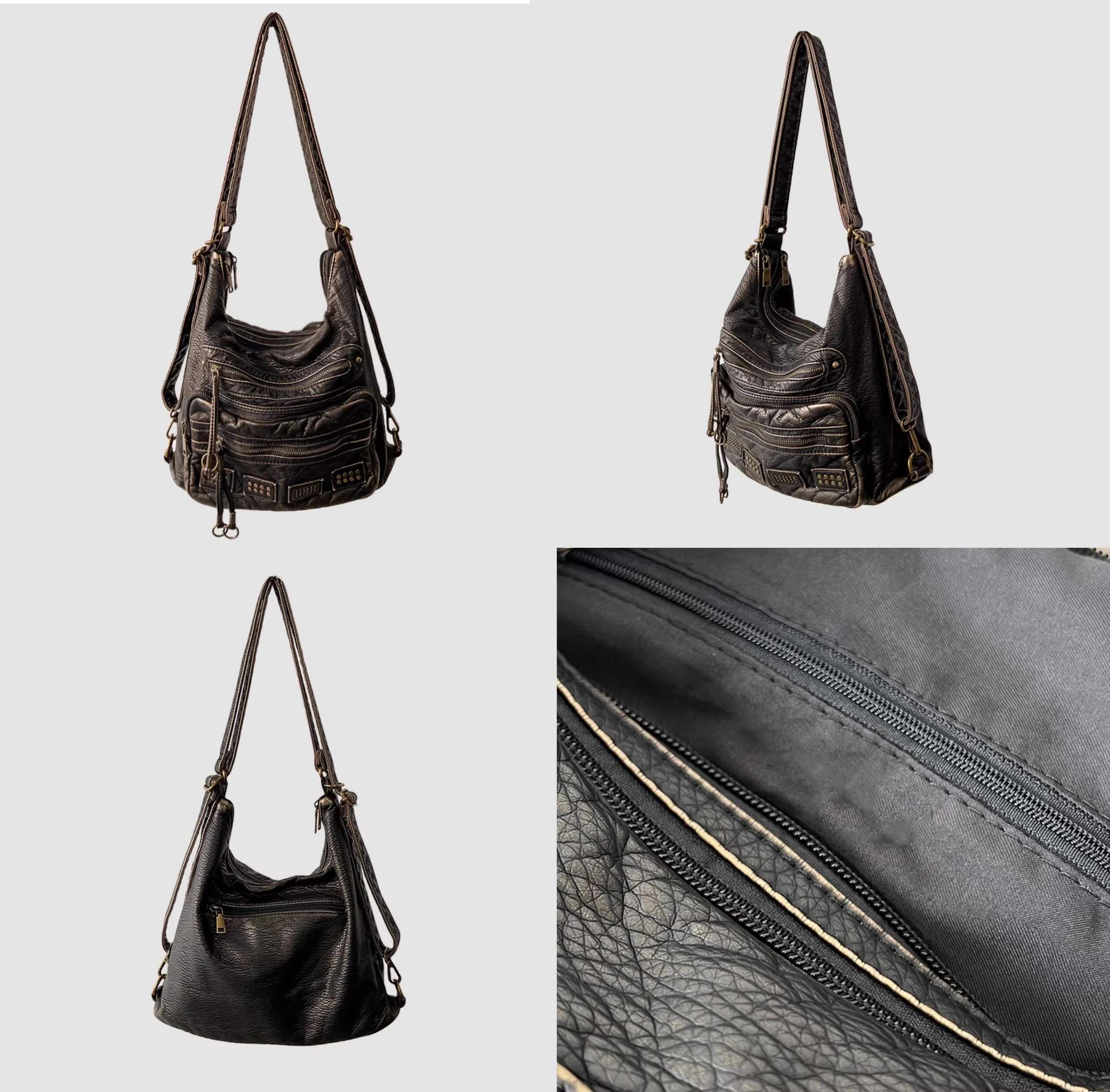 Vintage Motorcycle Bag For Women Retro Shoulder Crossbody Bags Multiple Pockets Hobos Tote Bag Looks Old Female Purses 2024