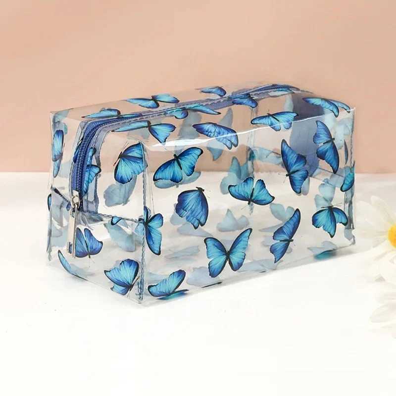 Transparent Makeup Bag Fashion Transparent Travel Portable Mini Washing Storage Bag Strawberry Flower Printed Womens Zipper Makeup Bag W250109