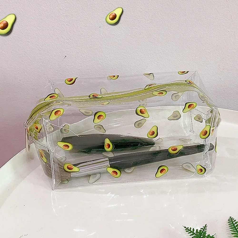 Transparent Makeup Bag Fashion Transparent Travel Portable Mini Washing Storage Bag Strawberry Flower Printed Womens Zipper Makeup Bag W250109
