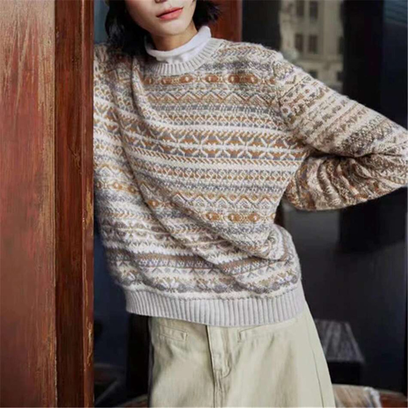 Women's Faire Isle Sweater High Quality Wool Warm Knitwear 2024 New Hot Sale Design Kalgoorlie Crew Neck Pullover