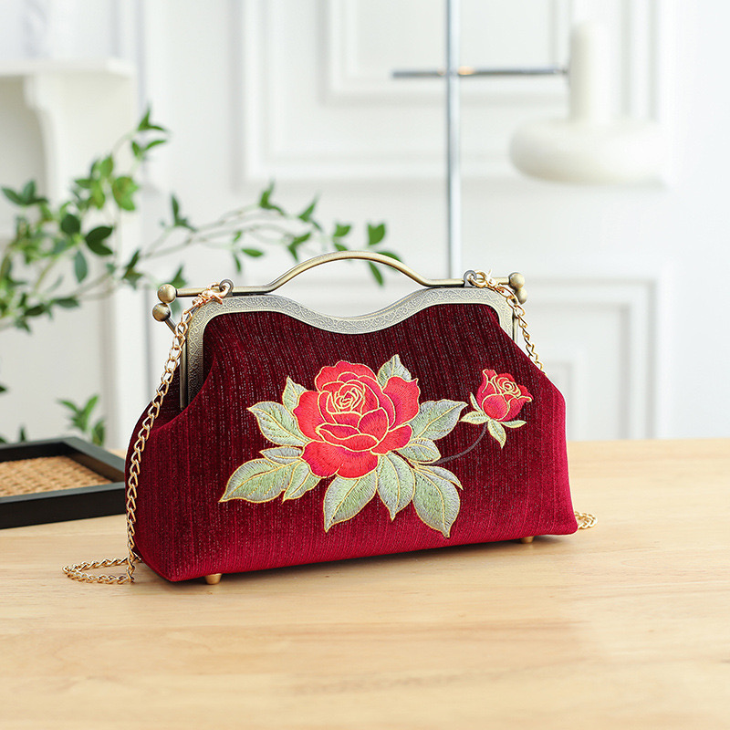 Embroidered Chinese style qipao bag handbag shoulder bag cross-border women's bag retro women's bag crossbody bag hand-held bag