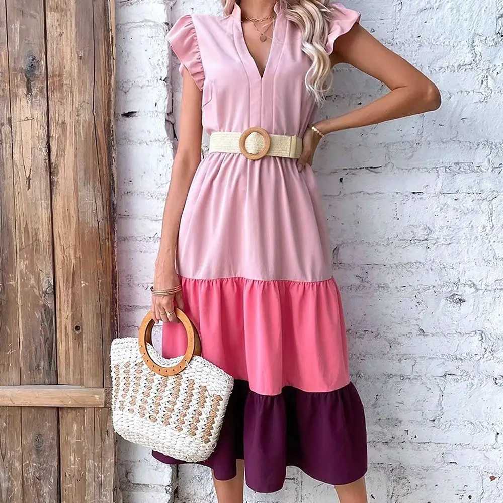 Fashionable womens casual bohemian wide waistband summer woven waistband buckle elastic womens grass belt W250109