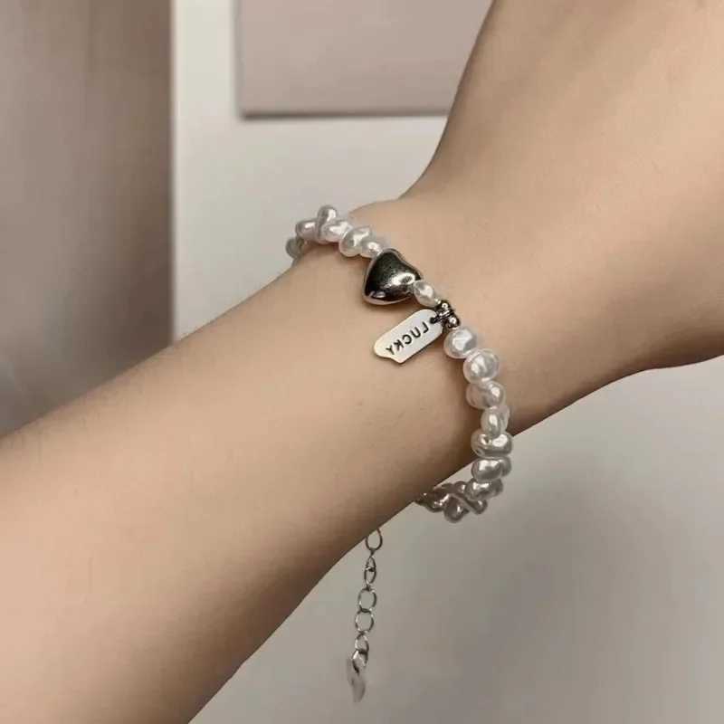 New 925 Sterling Silver Bracelet Pearls Knots Bracelet for Women Fashion Heart Pearls Bracelet Luxury Jewelry Accories GiftXJ250109