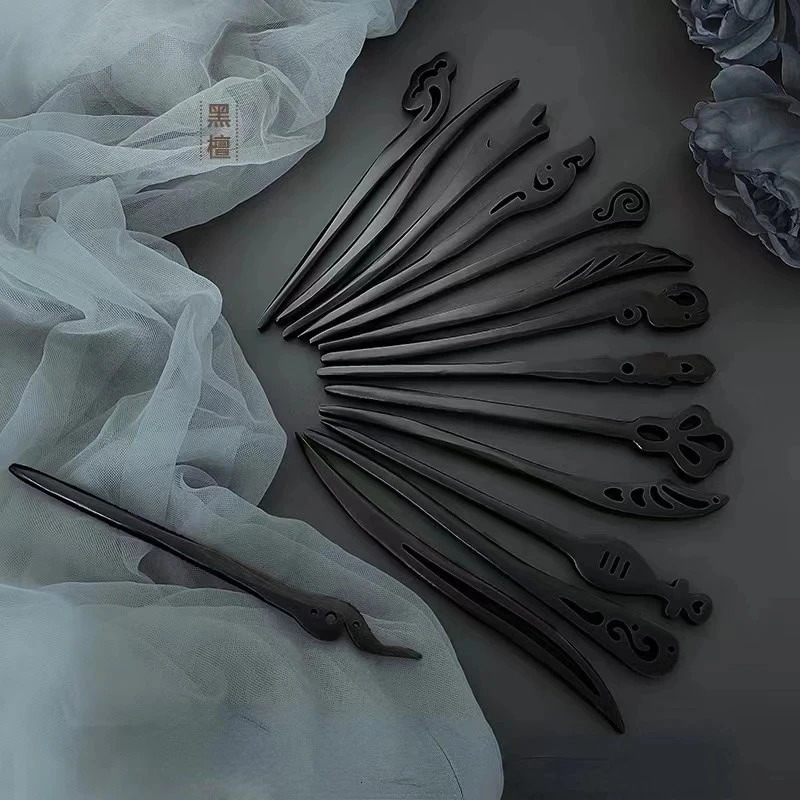Women Fashion Simple Black Wood Hairpin Adult Sweet Hairpins Female Hair Accessories Headwear 241228