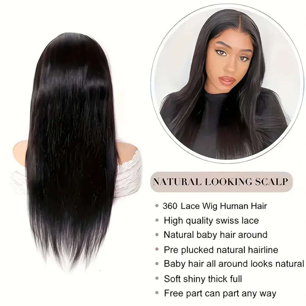 250 Density 360 Full Lace Pre Plucked Raw Wig Brazilian Bone Straight Wigs Human Hair 100% Natural Haire