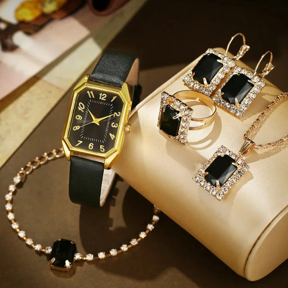 651PCS Fashion Square Womens Watches Ladies Quartz Wristwatch Jewelry Set Classic Simple Femme Relogio Feminino 241228