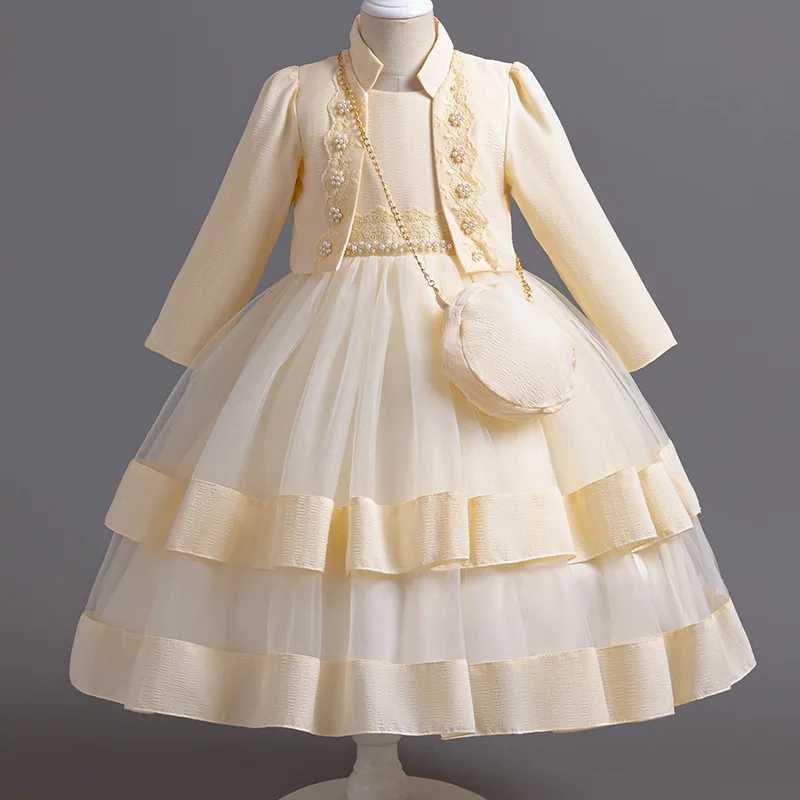 2024 New Two Piece Princess Dress Girls Par Birthday Multi Layered Fluffy Mesh Girl Dress High End Par Performance DressXJ250108