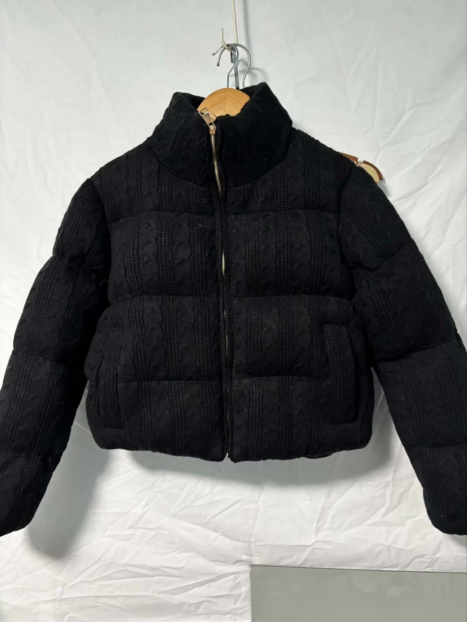 European And American Style New Fashion All-Match Stand-Up Collar Zipper Knitted Cotton Jacket