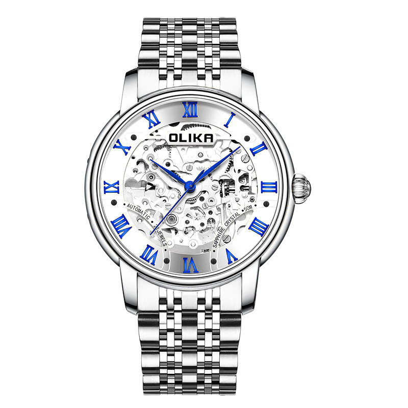 Olilka Men's Double-Sided Skeleton Automatic Watch with Luminous Features