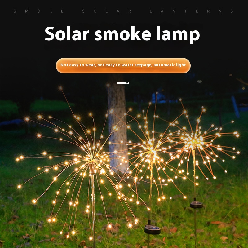 Led solar energy ground insert fireworks lights full of stars copper wire lights outdoor waterproof lawn garden layout decoration color lights