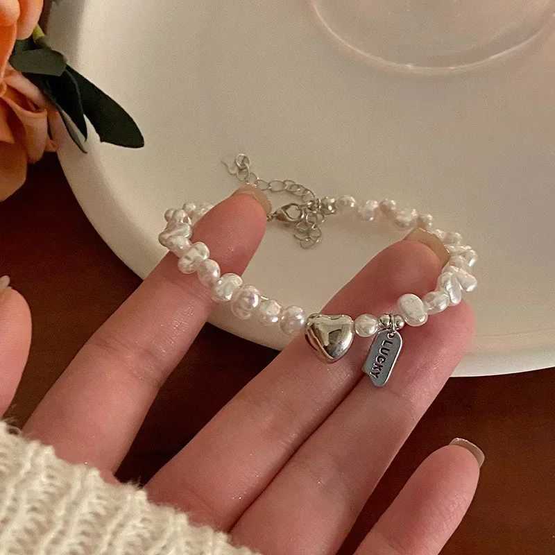 New 925 Sterling Silver Bracelet Pearls Knots Bracelet for Women Fashion Heart Pearls Bracelet Luxury Jewelry Accories GiftXJ250109