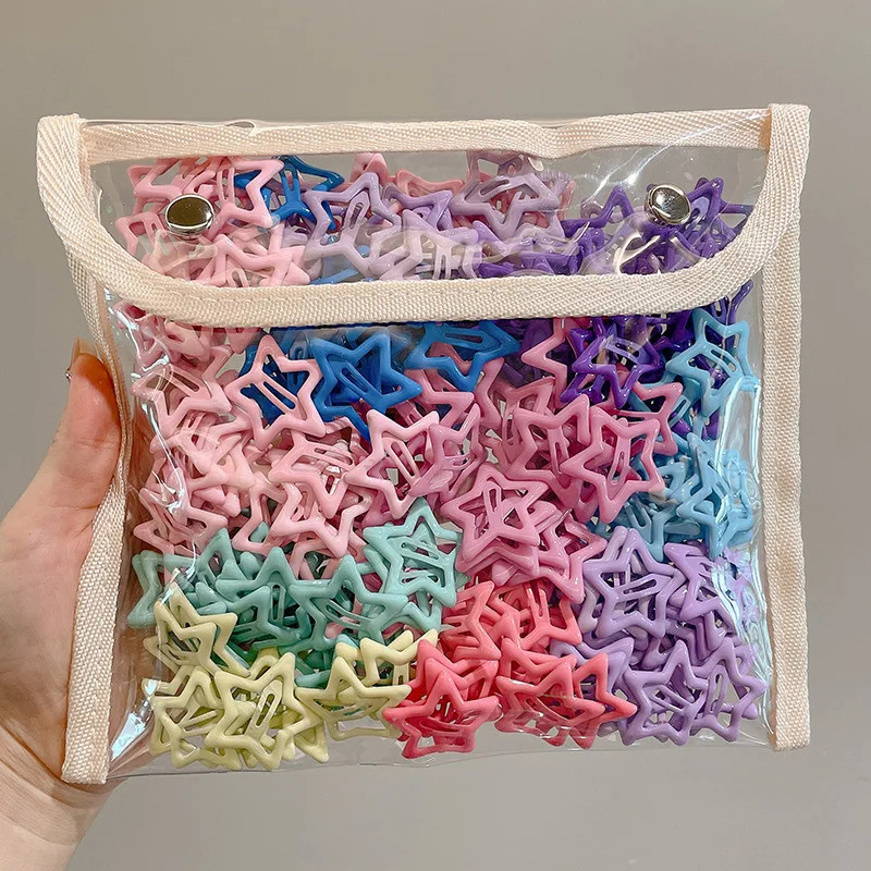 2010Pcs Girls Y2K BB Star Clips For Kids Solid Color Headwear Alloy Barrettes Cute Glitter Hair Hairpins Accessories 241228