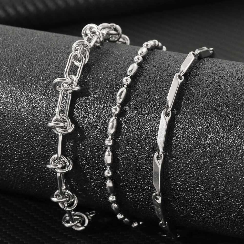 Stainl Steel Bracelet 3 Pieces Popular Creative Knotted Rhombic Chain Fine Bracelet For Women Jewelry Unusual Gift New SeniorXJ250109