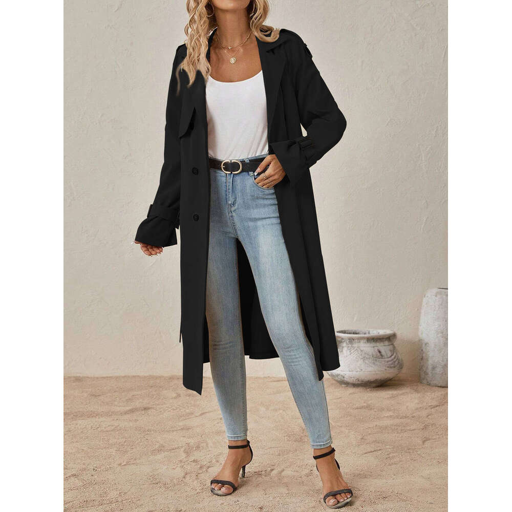 European And American Belt Windbreaker Jacket, Women's High-End Feel, Foreign Trade New Style Jacket