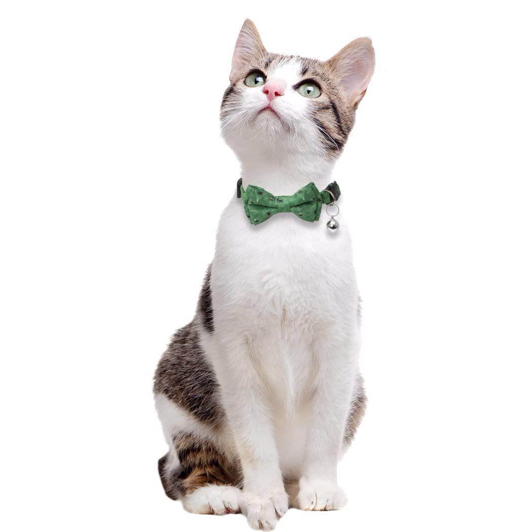 Pet Breakaway Cat Collar Bow Tie and Bell Cute Plaid Christmas Red Elastic Adjustable Dog Collar With Sash Small Bell For Cats