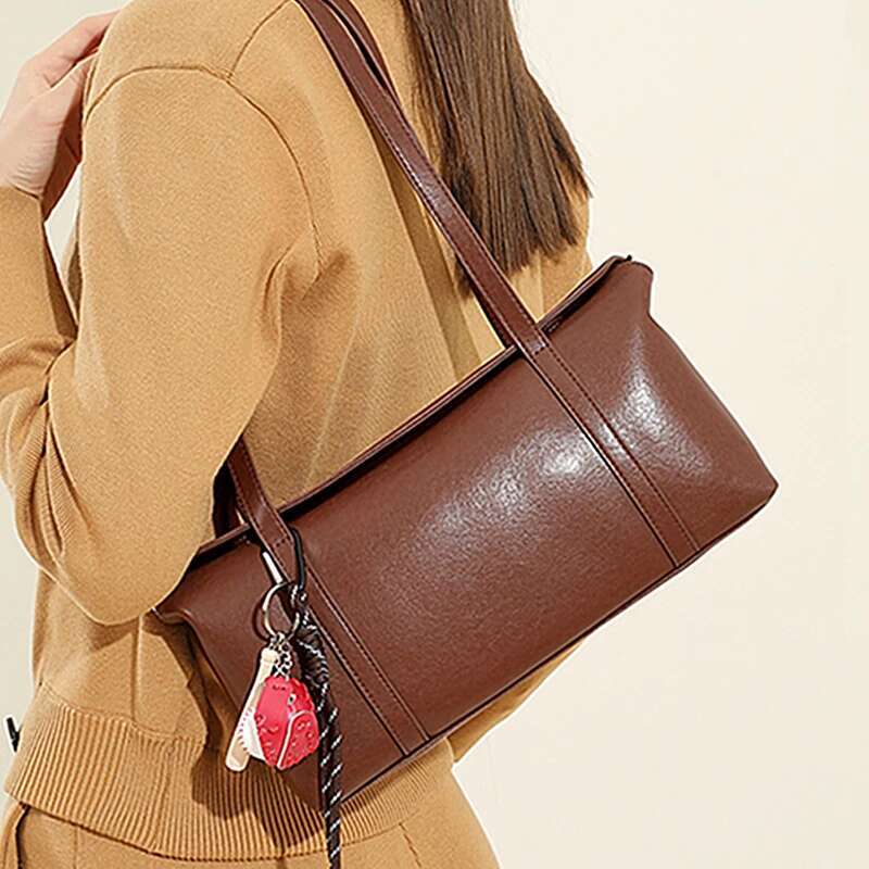Cow Genuine Leather Underarm Shoulder Bags For Women 2025 Designer Crossbody Purses Pillow Tote Ladies Handbags