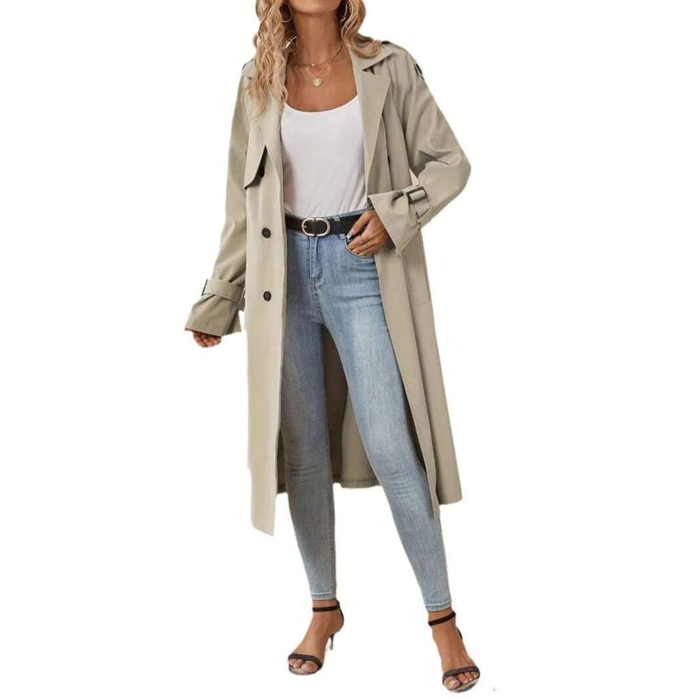 European And American Belt Windbreaker Jacket, Women's High-End Feel, Foreign Trade New Style Jacket