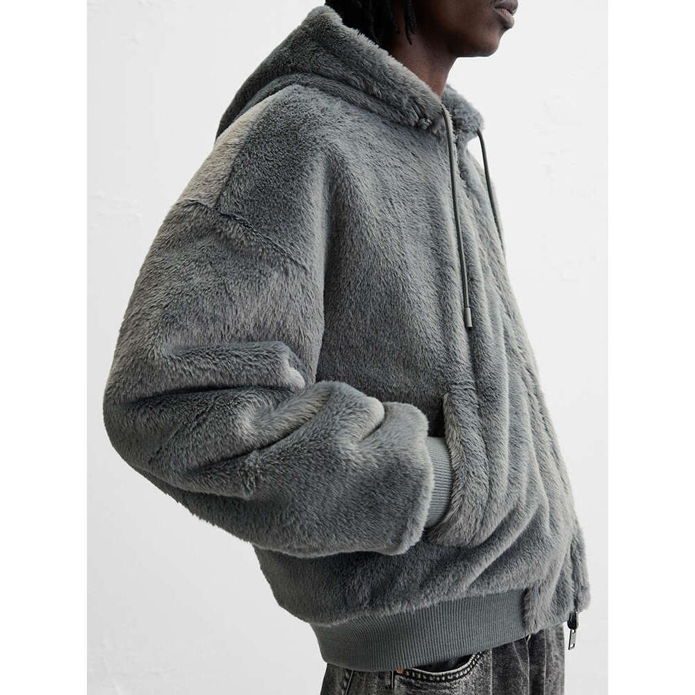 Men's Reversible Faux Leather Hooded Pilot Jacket Functional Wear Lamb Wool Er Parkas Designer Street Coats