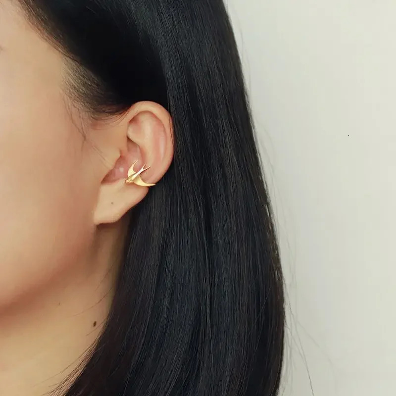 INATURE 925 Sterling Silver Flying Swallow Ear Cuff Non-Piercing Clip Earrings for Women Fashion Jewelry Unusual Accessories 250103
