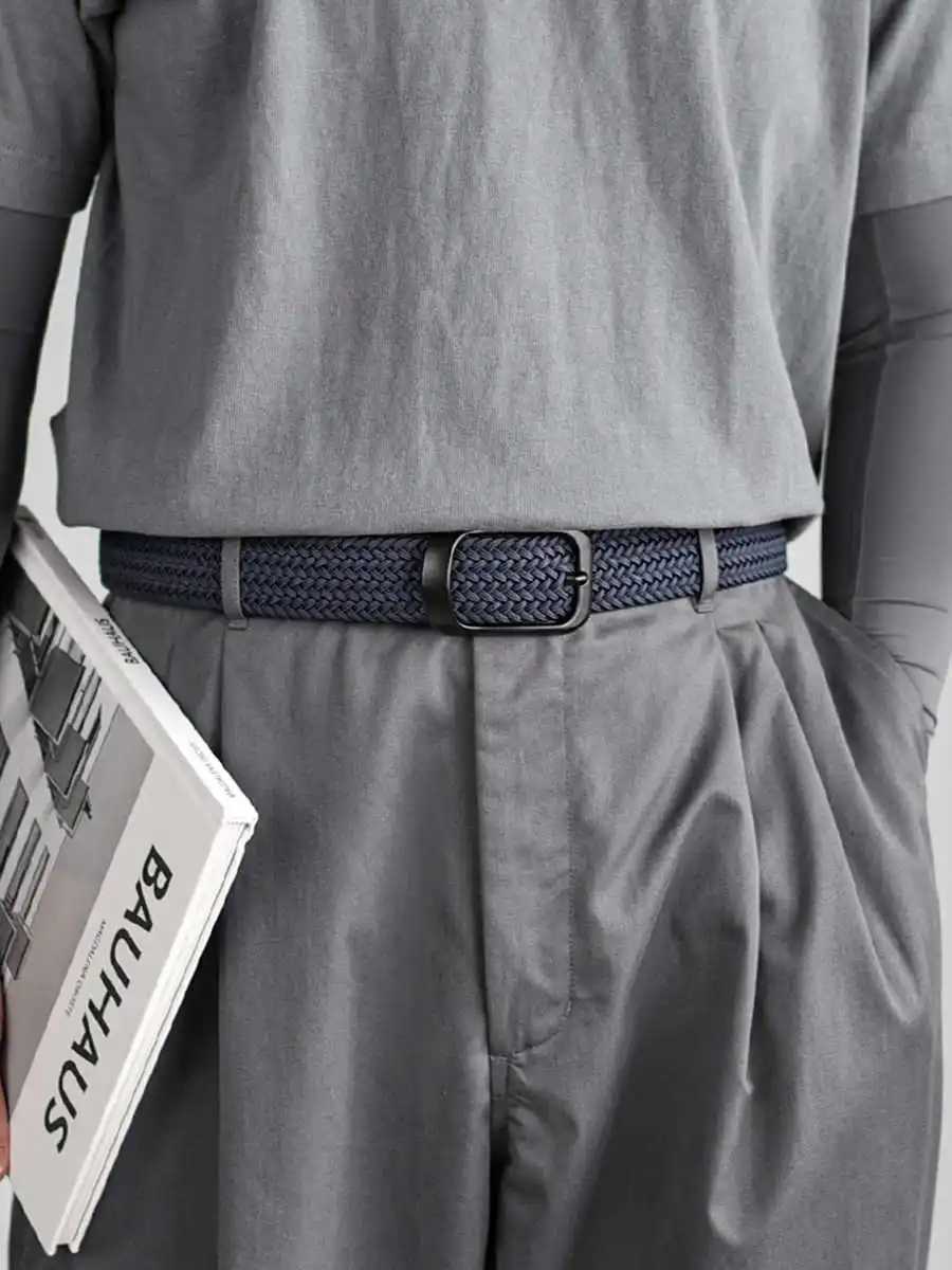 Knitted mens fashion belt suitable for young peoples casual multifunctional canvas belt with elastic golf stud fabric Lea W250109