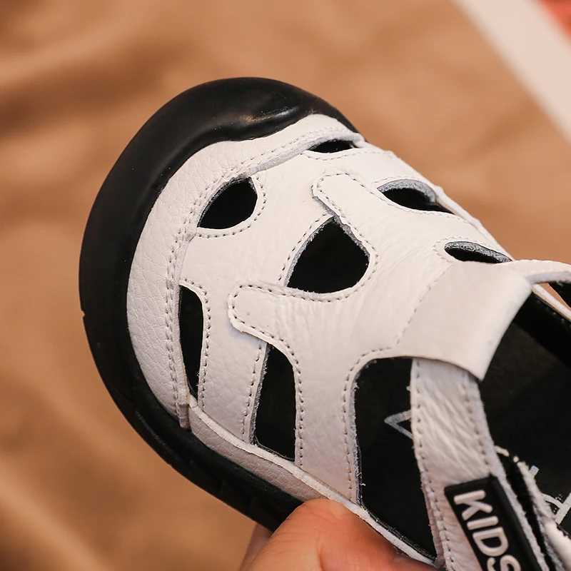 Baby girl boy leather sandals soft soled baby and toddler shoes summer lightweight barefoot beach sandals for children W250108