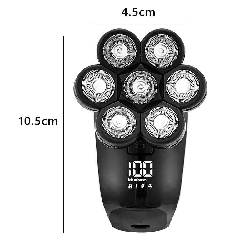 5 In 1 7D Men's Rechargeable Bald Head Electric Shaver 7 ating Heads Beard Nose Ear Hair Trimmer Razor Clipper Facial Brush