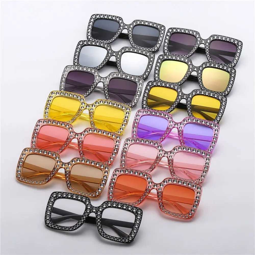 Luxury childrens fashionable sunglasses suitable for boys girls children sparkling rhinestones sliding goggles square sunglasses decorative UV400 W250