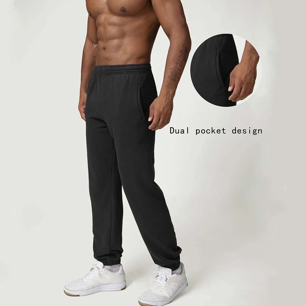 Vnazvnasi Cotton Home Casual Fiess Versatile Sweatpants Drawstring Sports Pockets Men Middle Waist Warm Pants