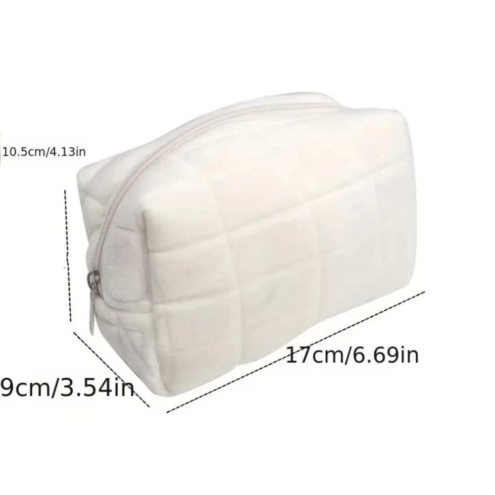 1 cloud shaped pillow makeup bag simple plain weave pleated pattern plush makeup zipper bag travel storage bag W250109