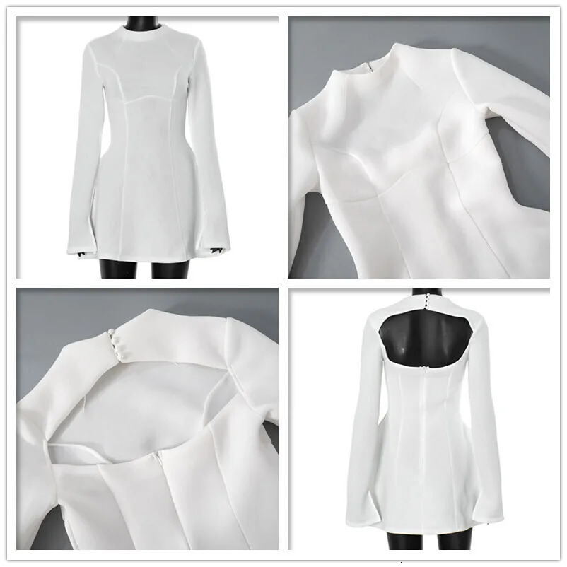 Avrilyaan Button Backless Bodycon Short Sexy A-line Dress Women Nightclub Party Dress Long Sleeve Mini Autumn Dress Vestidos250103