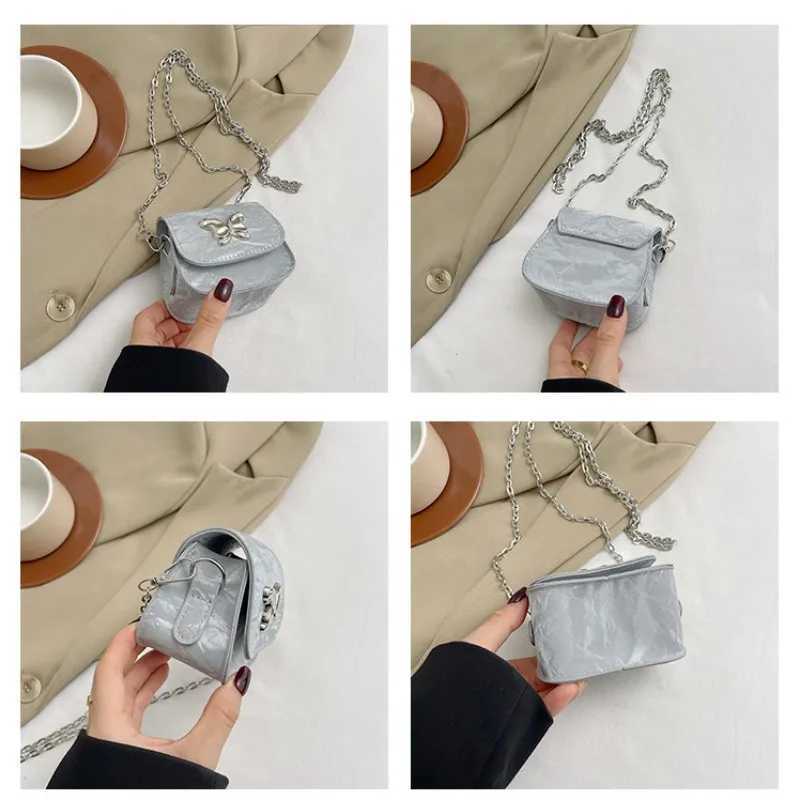 Women Small Square Bag Butterfly Chain Shoulder Crossbody Bag Mini Lipstick Bag Simple Trendy Saddle Bag Female Exquisite PurseXJ250108