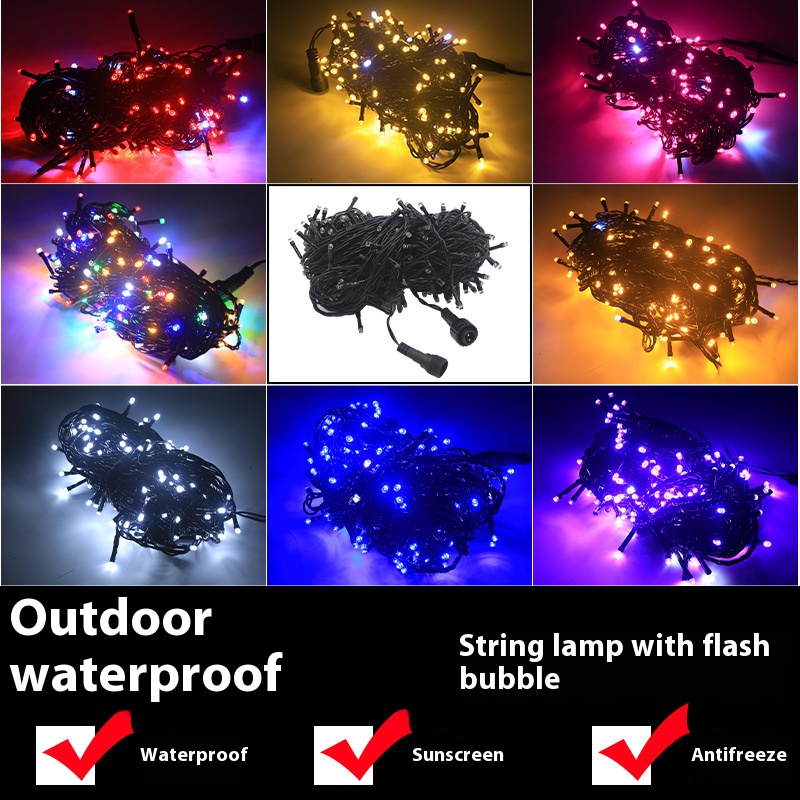 LED lights string black string lights string with flashing lights flashing lights waterproof string lights stars Christmas outdoor