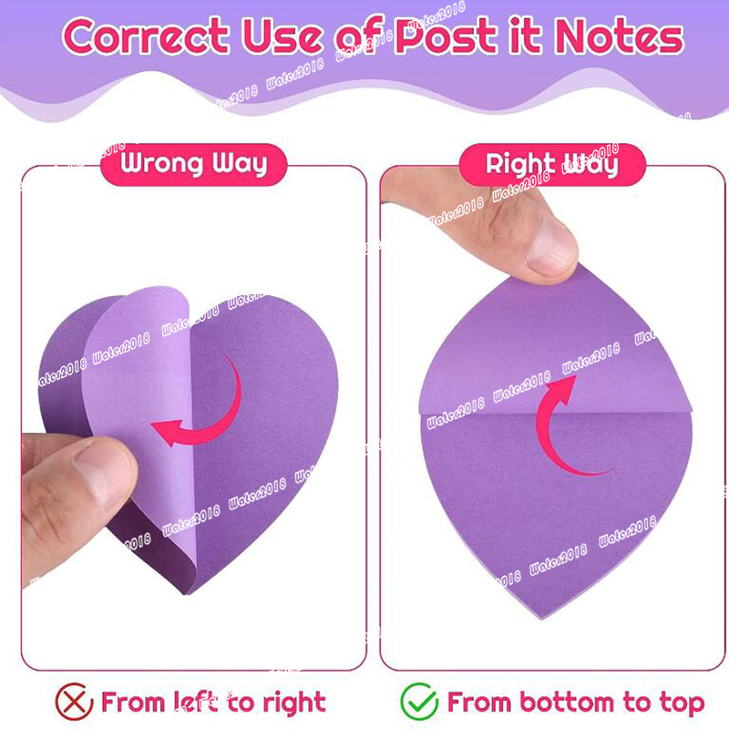 3*3inch Heart shape Sticky Notes Self-Adhesive Memo Pads Mixed Colors Label Message Stickers For School Office Students