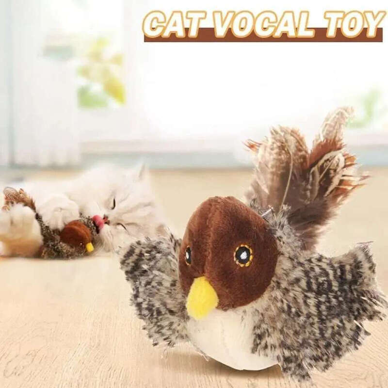Flapping Wings Flying Sparrow Caip Toys Imulation Bird Interactive Cat Toy