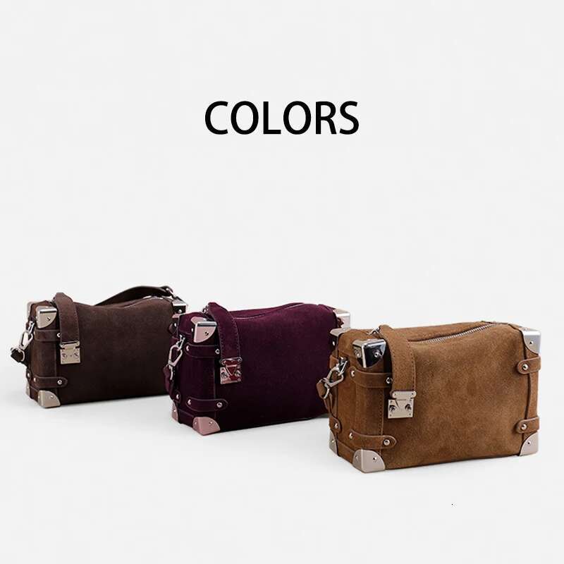 2025 Retro Suede Cowhide Small Rectangular Bags For Women Versatile New Genuine Leather High-End Crossbody Messenger Bag