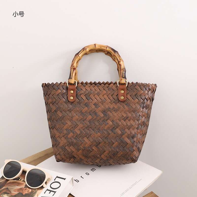 New Retro French Bag Versatile Large Capacity Woven Hand-Held Vegetable Basket Bag, Vacation Beach Bags