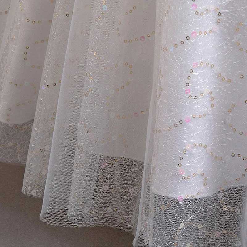 Summer Girls Sequin Dress Fashion Flower Girl Dresses for Weddings Short Sleeve Lace Children Girls Par Dresses 3-14 YearsXJ250108